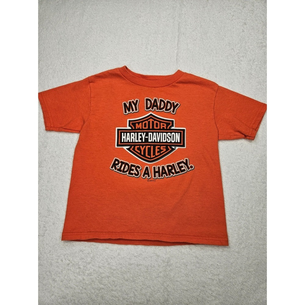Harley-Davidson Boys Medium Orange Motorcycle Graphic T-Shirt